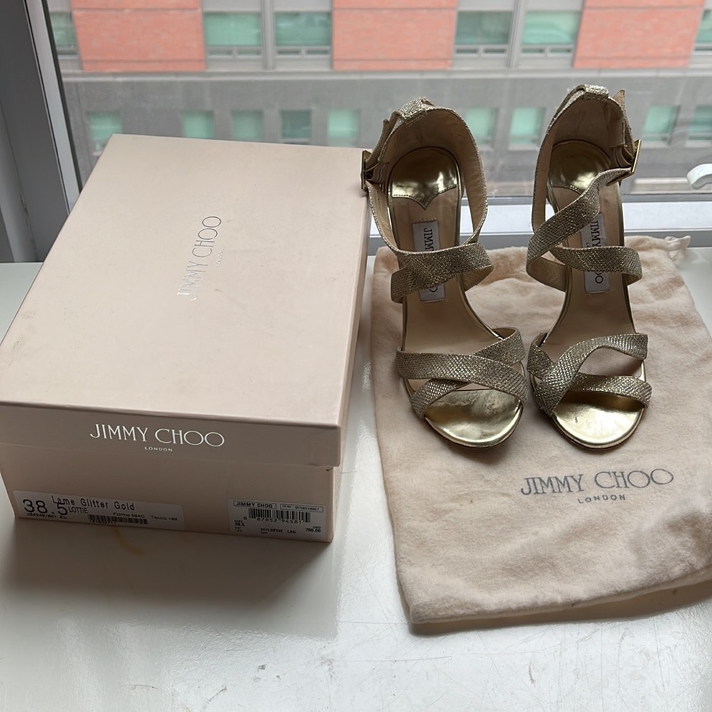 Jimmy Choo Lame Glitter Gold size 8 1/2